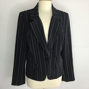 Studio 1940 black stretch one button blazers with blue and gray pinstripes XL